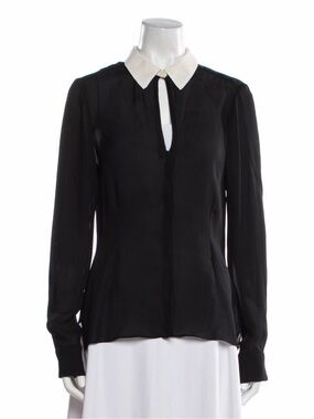 A.L.C. Black Blouse with White Contrast Collar